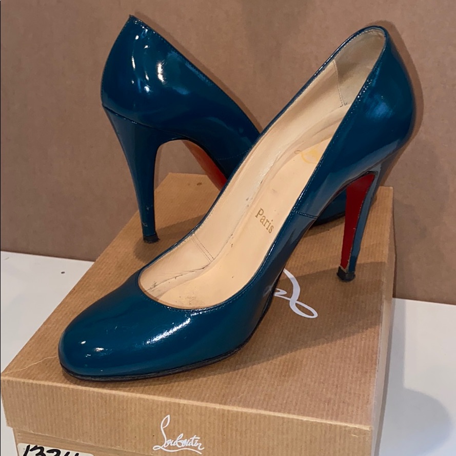 Christian Louboutin Teal Patent Pump